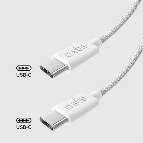 Kabel SBS TECABLETISSUETCCG USB-C - USB-C 1,5m 60W w oplocie - szary Kabel SBS TECABLETISSUETCCG USB-C - USB-C 1,5m 60W w oplocie - szary