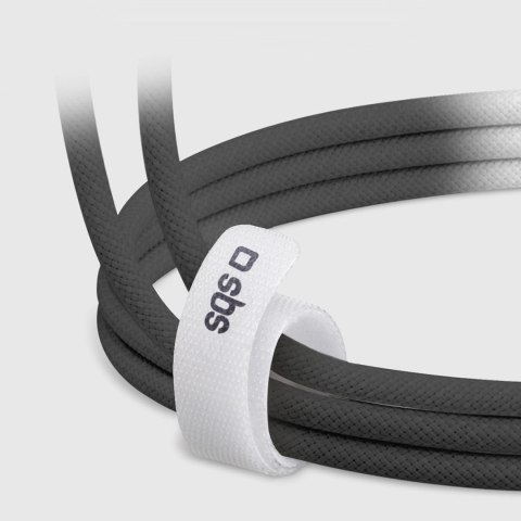 Kabel SBS TECABLETISSUETCCK USB-C - USB-C 1,5m 60W w oplocie - czarny