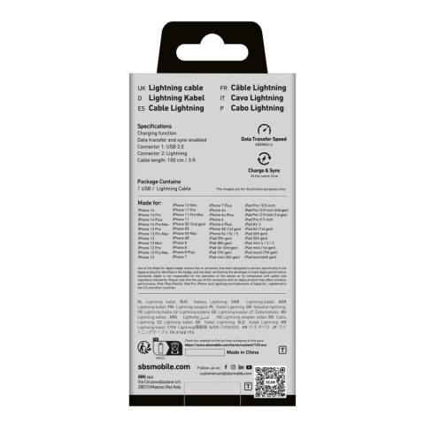 Kabel SBS TECABLEUSBIP589W USB-A - Lightning - biały Kabel SBS TECABLEUSBIP589W USB-A - Lightning - biały