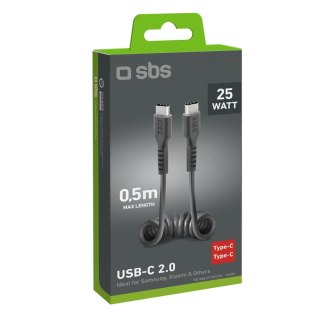 Kabel spiralny SBS TECABLETYPCCSK USB-C - USB-C 0,5m - czarny