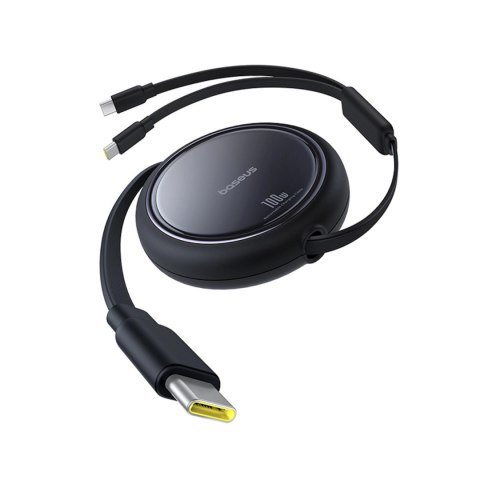 Kabel zwijany Baseus Bright Mirror Series USB-C - 2 x USB-C 100W 1m - czarny Kabel zwijany Baseus Bright Mirror Series USB-C - 2 x USB-C 100W 1m - czarny
