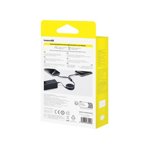 Kabel zwijany Baseus Bright Mirror Series USB-C - 2 x USB-C 100W 1m - czarny Kabel zwijany Baseus Bright Mirror Series USB-C - 2 x USB-C 100W 1m - czarny
