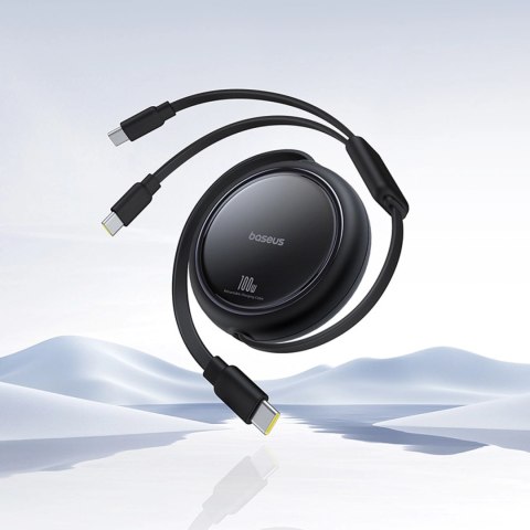 Kabel zwijany Baseus Bright Mirror Series USB-C - 2 x USB-C 100W 1m - czarny Kabel zwijany Baseus Bright Mirror Series USB-C - 2 x USB-C 100W 1m - czarny