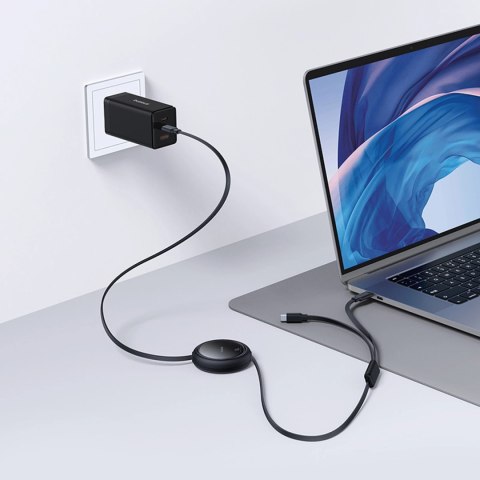 Kabel zwijany Baseus Bright Mirror Series USB-C - 2 x USB-C 100W 1m - czarny Kabel zwijany Baseus Bright Mirror Series USB-C - 2 x USB-C 100W 1m - czarny