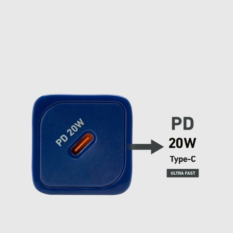 Ładowarka sieciowa SBS TETRGAN1C20B 20W GaN z Power Delivery - niebieska