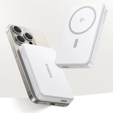 Powerbank Baseus Airpow II 10000mAh Qi2 z MagSafe 22,5W z kablem Baseus Simple Series USB-C - USB-C 20V/3A (30cm) - biały Powerbank Baseus Airpow II 10000mAh Qi2 z MagSafe 22,5W z kablem Baseus Simple Series USB-C - USB-C 20V/3A (30cm) - biały