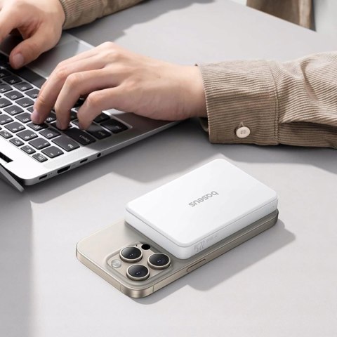 Powerbank Baseus Airpow II 10000mAh Qi2 z MagSafe 22,5W z kablem Baseus Simple Series USB-C - USB-C 20V/3A (30cm) - biały Powerbank Baseus Airpow II 10000mAh Qi2 z MagSafe 22,5W z kablem Baseus Simple Series USB-C - USB-C 20V/3A (30cm) - biały