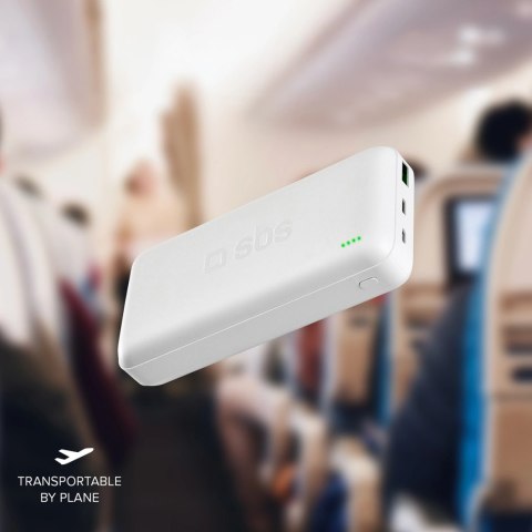 Powerbank SBS TTBB20000PD20W 20000 mAh 20W Power Delivery z MicroUSB, USB-C, USB-A - biały Powerbank SBS TTBB20000PD20W 20000 mAh 20W Power Delivery z MicroUSB, USB-C, USB-A - biały