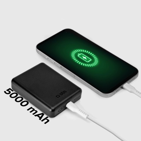 Powerbank beprzewodowy SBS TEBB5000MAG1CK 5000 mAh USB-C, kompatybilny z MagSafe - czarny
