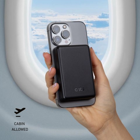 Powerbank beprzewodowy SBS TEBB5000MAG1CK 5000 mAh USB-C, kompatybilny z MagSafe - czarny