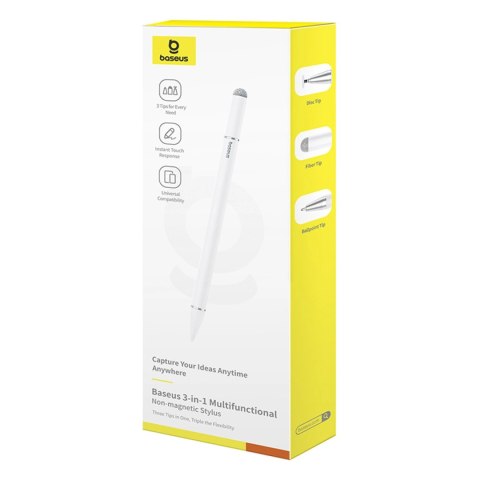 Stylus Baseus Smooth Writing III 3w1 rysik pasywny - wersja niemagnetyczna - biały