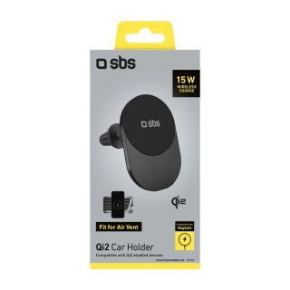 Uchwyt z ładowarką bezprzewodową Qi2 SBS TESUPPVENTWIRQI215W kompatybilny z MagSafe - czarny