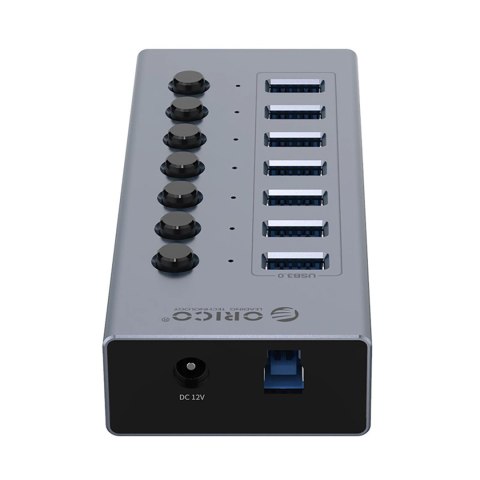 Hub Orico BT2U3-7AB 7x USB-A 3.0 z włącznikami - szary Hub Orico BT2U3-7AB 7x USB-A 3.0 z włącznikami - szary