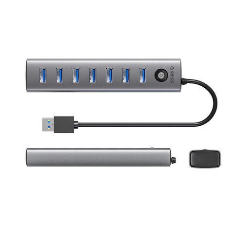 Hub Orico CL7U-U3 7x USB-A 3.0 + USB-C 5V/3A 1m - szary Hub Orico CL7U-U3 7x USB-A 3.0 + USB-C 5V/3A 1m - szary