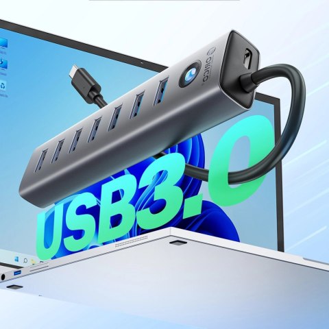 Hub Orico CL7U-U3 7x USB-A 3.0 + USB-C 5V/3A 1m - szary Hub Orico CL7U-U3 7x USB-A 3.0 + USB-C 5V/3A 1m - szary