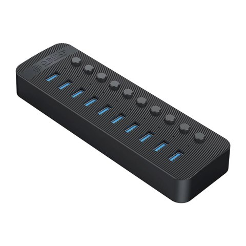 Hub Orico CT2U3-10AB 10x USB-A 3.0 z włącznikami - czarny Hub Orico CT2U3-10AB 10x USB-A 3.0 z włącznikami - czarny