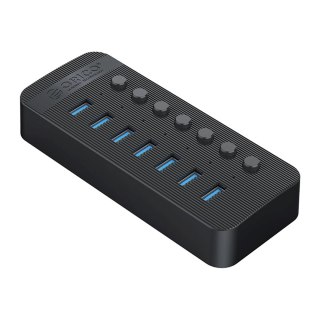 Hub Orico CT2U3-7AB 7x USB-A 3.0 z włącznikami - czarny