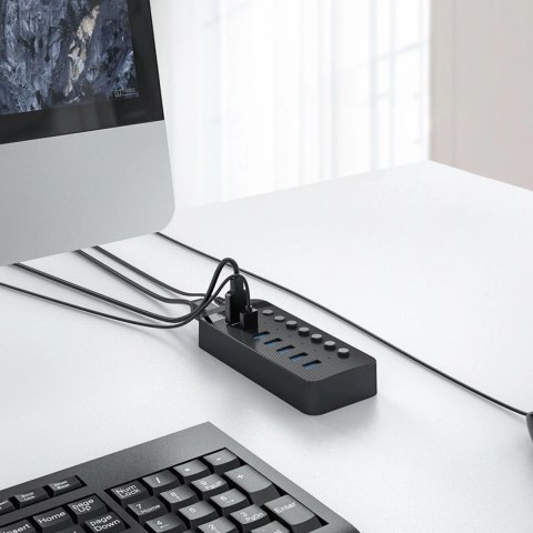 Hub Orico CT2U3-7AB 7x USB-A 3.0 z włącznikami - czarny Hub Orico CT2U3-7AB 7x USB-A 3.0 z włącznikami - czarny