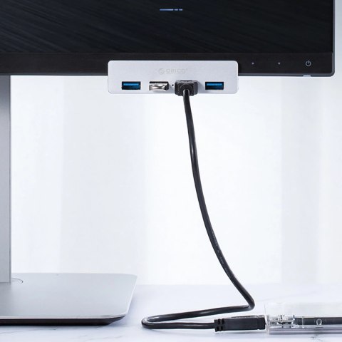 Hub Orico MH4PU montowany na zacisk 4x USB-A 3.0 - srebrny Hub Orico MH4PU montowany na zacisk 4x USB-A 3.0 - srebrny