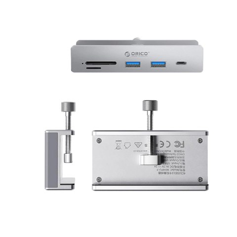 Hub Orico MH5PC montowany na zacisk USB-C / 2x USB-A 3.2 + 1x USB-C 3.2 + 1x SD&TF - srebrny Hub Orico MH5PC montowany na zacisk USB-C / 2x USB-A 3.2 + 1x USB-C 3.2 + 1x SD&TF - srebrny
