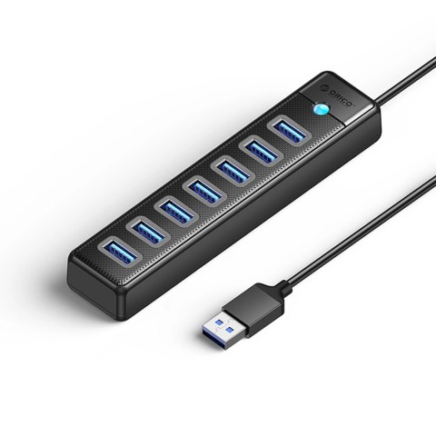 Hub Orico PW7U-U3 7x USB-A 3.0 + USB-C 5V/3A 1m - czarny Hub Orico PW7U-U3 7x USB-A 3.0 + USB-C 5V/3A 1m - czarny