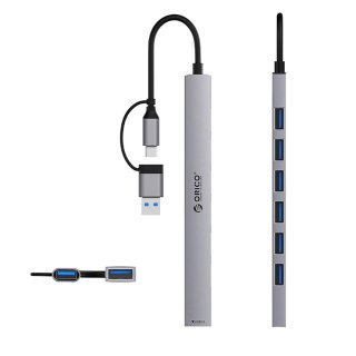 Hub USB-A/USB-C Orico YSA2-U3 stacja dokująca 1x USB-A 3.0 + 6x USB-A 2.0 - szary