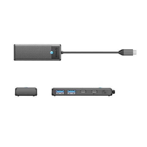 Hub USB-C Orico PAPW2AC-C3 stacja dokująca 2x USB-A 3.0 + 2x USB-C 3.0 - czarny Hub USB-C Orico PAPW2AC-C3 stacja dokująca 2x USB-A 3.0 + 2x USB-C 3.0 - czarny