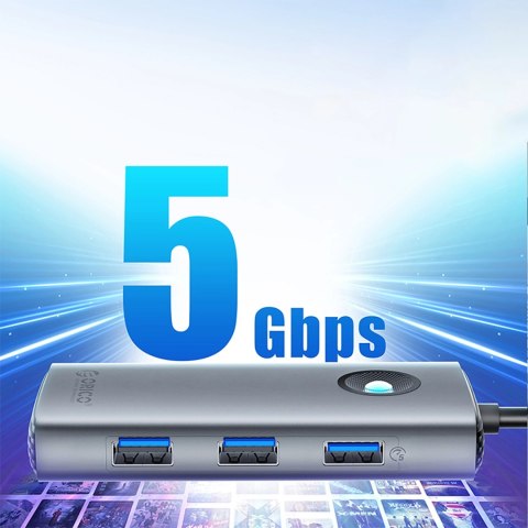 Hub USB-C Orico PW11-5P stacja dokująca 1x USB-A 3.0 + 2x USB-A 2.0 + 1x USB-C PD + 1x HDMI - szara Hub USB-C Orico PW11-5P stacja dokująca 1x USB-A 3.0 + 2x USB-A 2.0 + 1x USB-C PD + 1x HDMI - szara