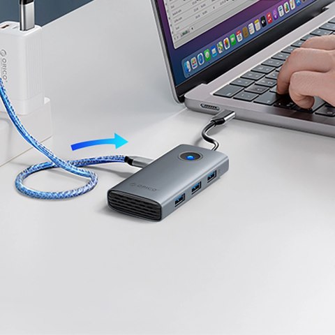 Hub USB-C Orico PW11-6P stacja dokująca 3x USB-A 3.0 + 1x USB-C 2.0 + 1x HDMI - szary Hub USB-C Orico PW11-6P stacja dokująca 3x USB-A 3.0 + 1x USB-C 2.0 + 1x HDMI - szary