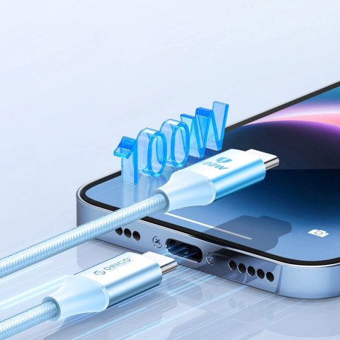 Kabel Orico CDX 100W 5A Power Delivery USB-C - USB-C 1m - niebieski