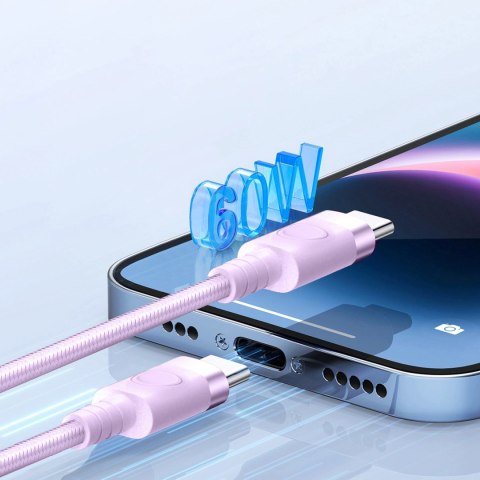 Kabel Orico CDX 60W 3A Power Delivery USB-C - USB-C 1m - fioletowy Kabel Orico CDX 60W 3A Power Delivery USB-C - USB-C 1m - fioletowy