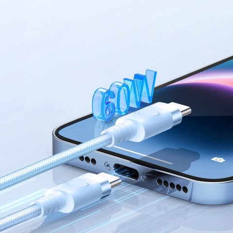 Kabel Orico CDX 60W 3A Power Delivery USB-C - USB-C 1m - niebieski Kabel Orico CDX 60W 3A Power Delivery USB-C - USB-C 1m - niebieski