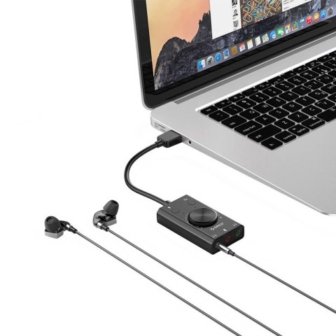 Karta dźwiękowa Orico SC2 zewnętrzna wielofunkcyjna z USB-A - czarna Karta dźwiękowa Orico SC2 zewnętrzna wielofunkcyjna z USB-A - czarna