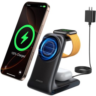 Ładowarka bezprzewodowa Joyroom JR-W15 3 w 1 stacja ładująca z MagSafe - czarna