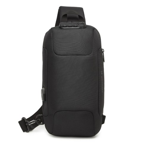 Plecak miejski Wozinsky Premium na jedno ramię, antykradzieżowy z organizerem i USB - czarny