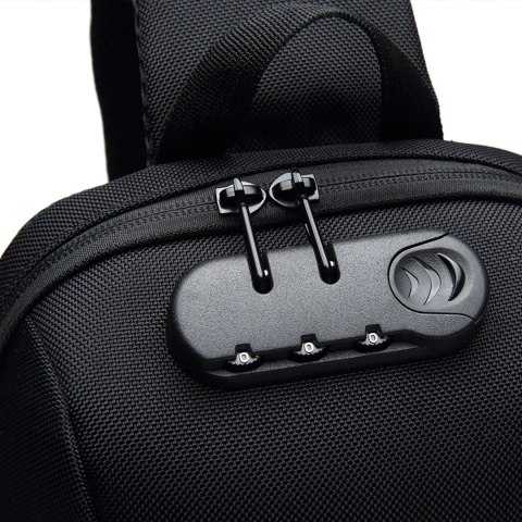 Plecak miejski Wozinsky Premium na jedno ramię, antykradzieżowy z organizerem i USB - czarny