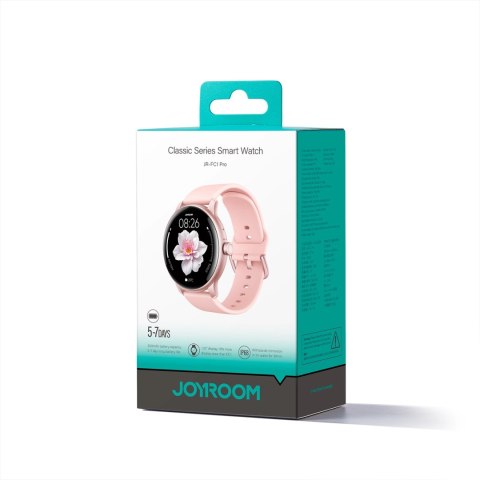 Smartwatch Joyroom Classis Series JR-FC1 z funkcją odbierania połączeń / ochroną IP68 - różowy
