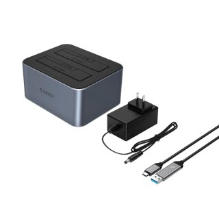 Stacja dokująca Orico 6626C3-C-V1 na 2 dyski z funkcją klonowania offline 2,5"/3,5" SATA HDD/SSD - szara