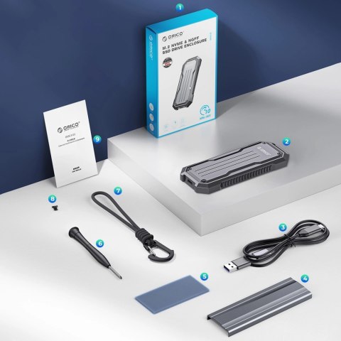 Wzmocniona kieszeń dyskowa Orico OXS2C3-G2 M.2 NVMe/SATA SSD USB-C 3.2 taktyczna - szara Wzmocniona kieszeń dyskowa Orico OXS2C3-G2 M.2 NVMe/SATA SSD USB-C 3.2 taktyczna - szara