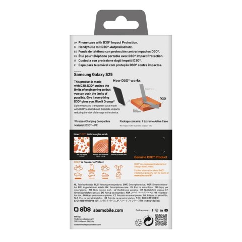 Etui SBS D3O do Samsung Galaxy S25 - przezroczyste Etui SBS D3O do Samsung Galaxy S25 - przezroczyste