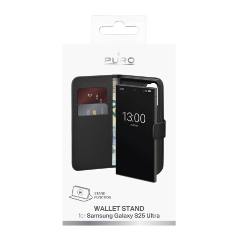 Etui z ekoskóry Puro Booklet Case z klapką i portfelem do Samsung Galaxy S25 Ultra - czarne Etui z ekoskóry Puro Booklet Case z klapką i portfelem do Samsung Galaxy S25 Ultra - czarne