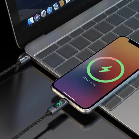 Kabel Dudao L7C USB-C - USB-C 100W z wyświetlaczem LED 1m - czarny Kabel Dudao L7C USB-C - USB-C 100W z wyświetlaczem LED 1m - czarny