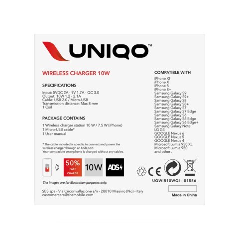 Ładowarka bezprzewodowa SBS UQWIR10WQI 10W Quick Charge 3.0 - czarna Ładowarka bezprzewodowa SBS UQWIR10WQI 10W Quick Charge 3.0 - czarna