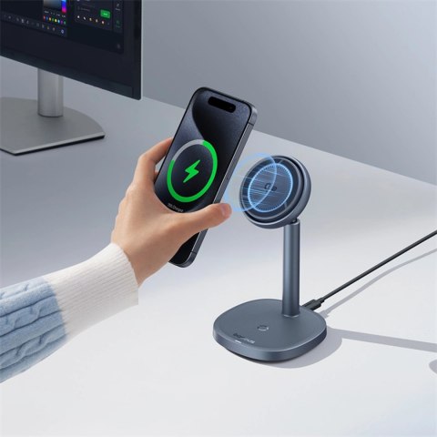 Ładowarka indukcyjna Baseus Orbit 2 Pro MagSafe Qi2 20W 2 w 1 z chłodzeniem - szara Ładowarka indukcyjna Baseus Orbit 2 Pro MagSafe Qi2 20W 2 w 1 z chłodzeniem - szara