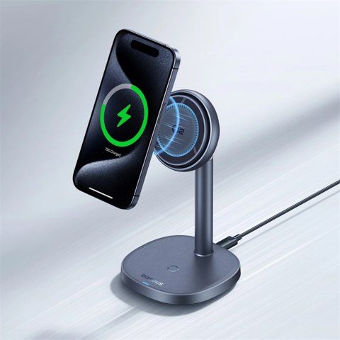Ładowarka indukcyjna Baseus Orbit 2 Pro MagSafe Qi2 20W 2 w 1 z chłodzeniem - szara Ładowarka indukcyjna Baseus Orbit 2 Pro MagSafe Qi2 20W 2 w 1 z chłodzeniem - szara