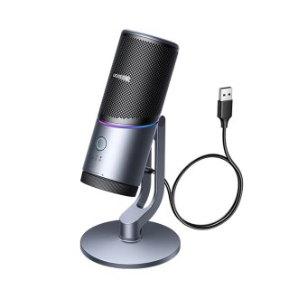 Mikrofon Ugreen CM769 na biurko, z USB-A, RGB LED - srebrny