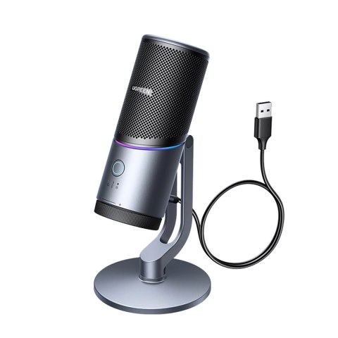 Mikrofon Ugreen CM769 na biurko, z USB-A, RGB LED - srebrny