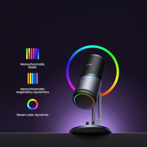 Mikrofon Ugreen CM769 na biurko, z USB-A, RGB LED - srebrny