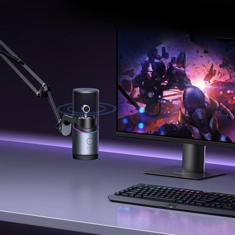 Mikrofon Ugreen CM769 na biurko, z USB-A, RGB LED - srebrny