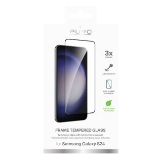 Szkło hartowane Puro Frame Tempered Glass z czarną ramką do Samsung Galaxy S25 / S24